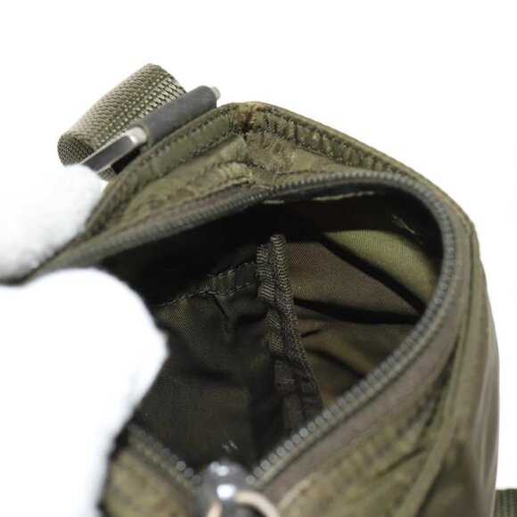 PRADA Pouch Shoulder Bag Nylon Khaki Silver Auth am9274V - Picture 13 of 16